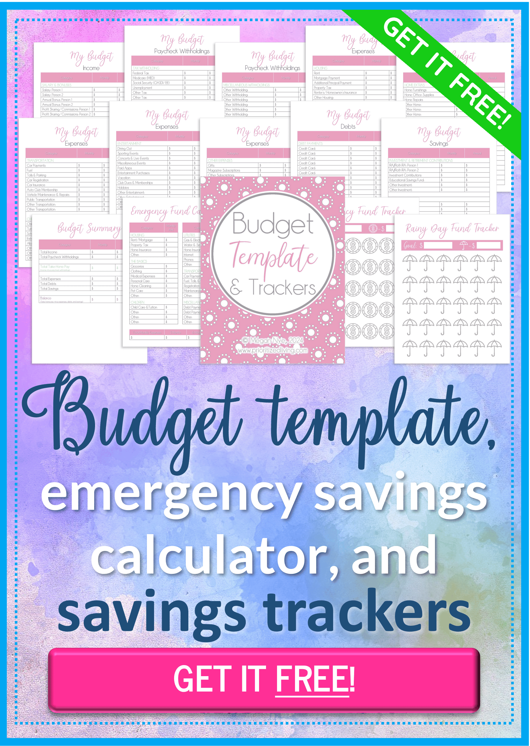 Budget Template & Trackers from Prioritized Living - GET IT FREE